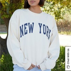 NWOT PacSun John Galt cream New York Oversized sweatshirt